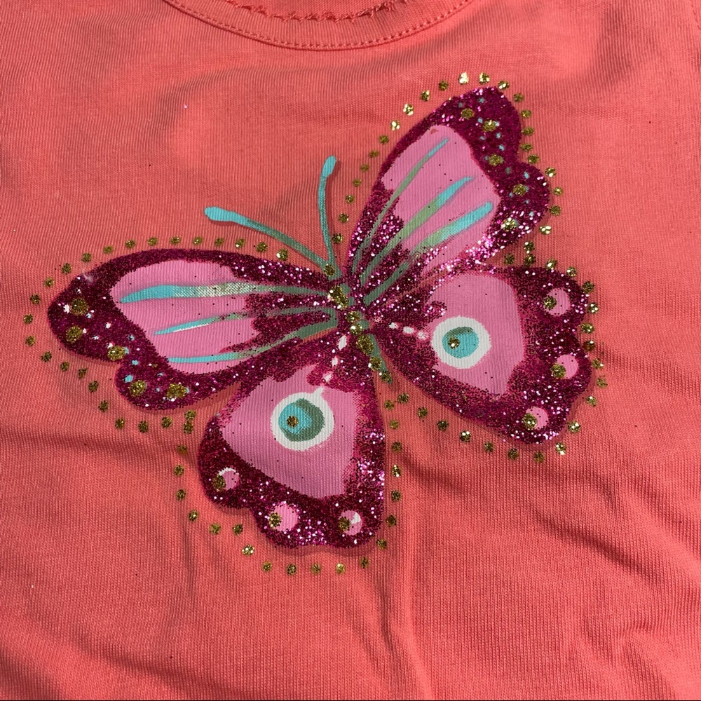 NWOT 2pc coral top with butterfly print and matching leggings Size 3T - Picture 2 of 5